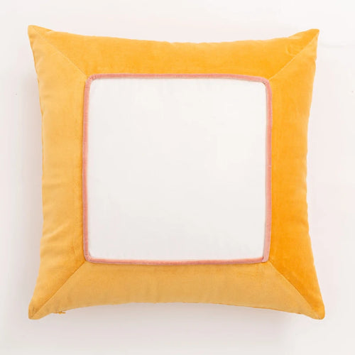 Colorful retro patchwork velvety throw pillow from The Finishing Touch Decor showing vibrant patchwork design and plush velvet fabric