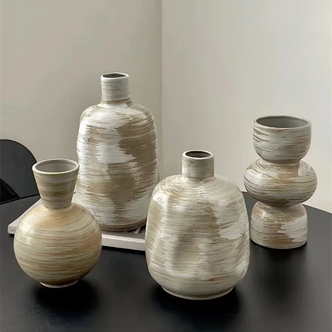 Freeform Brushed Rough Ceramic Bud Vases