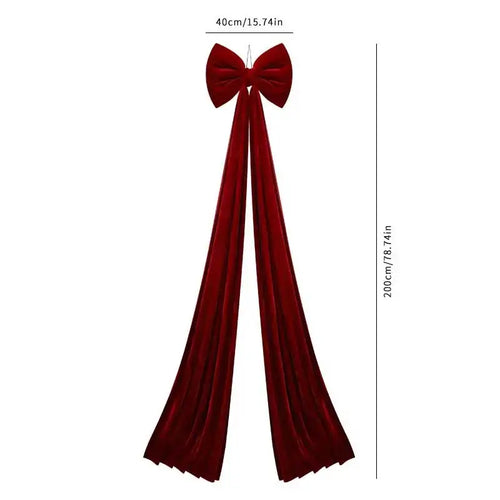 Large red velvet Christmas holiday decorative bow, 78 inches, perfect for holiday decor from The Finishing Touch Decor.