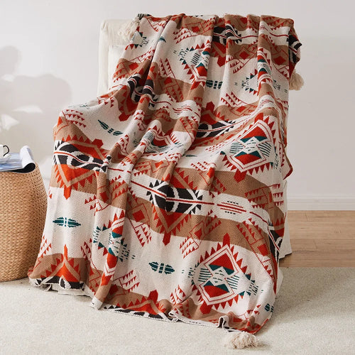 Soft Ethnic Striped Bohemian Throw Blanket
