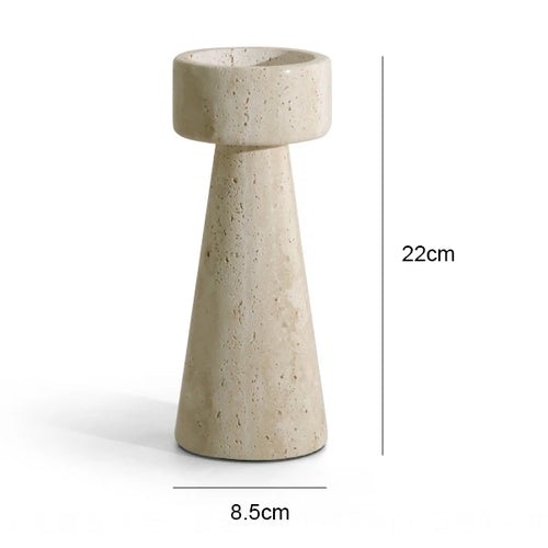 Minimalist Travertine Stone Candlestick Holder - The Finishing Touch Decor