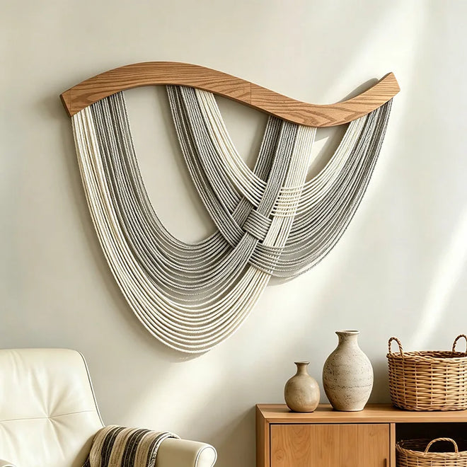Draped Yarn Macrame Wall Art Hanging