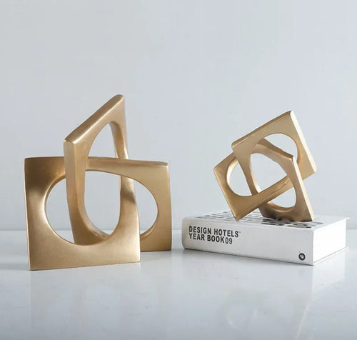 Abstract Geometric Distortion Ornaments Crafts Desk Decoration Golden Square Collar Artwork Statue Room Aesthetics Decor