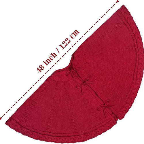 Red or White Knitted Christmas Tree Skirt