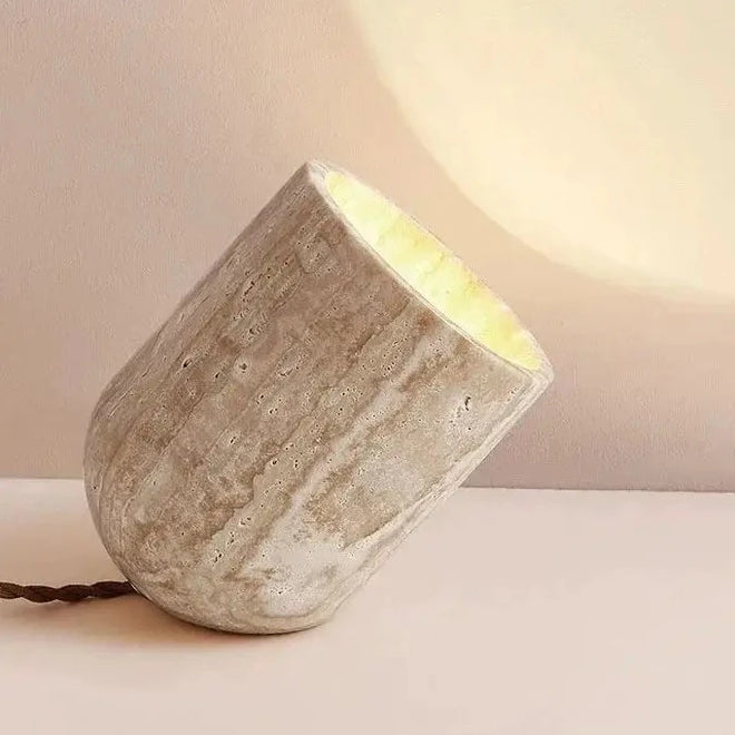 Natural Yellow Cave Stone Travertine Floor Table Lamp - The Finishing Touch Decor