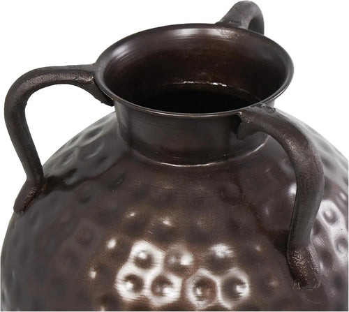 Tall Hammered Metal Floor Urn Vase 28"