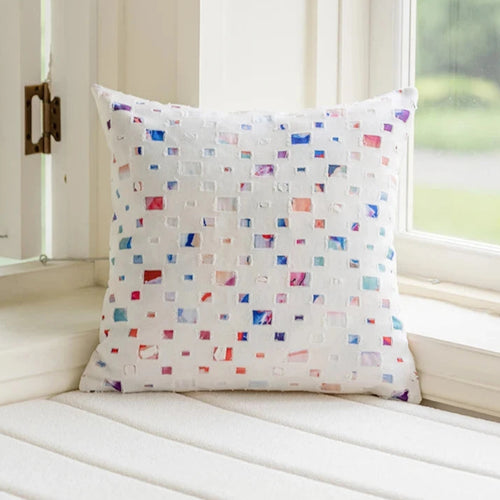 American Colored Pillow Cover Decorative Pink Jacquard Yarn-dyed Cushion Cover Home Living Room Cojines Decorativos Para Sofá