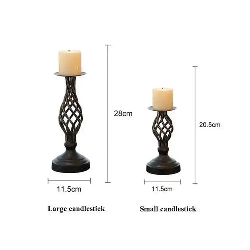 Intricate Iron Pillar Candle Holder