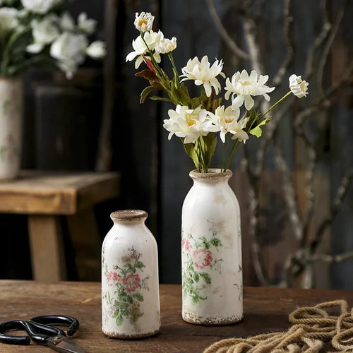 Ceramic Vase for Dining Table, Dried Flowers, Hydroponic, Vintage, Creative, Vintage, Old Home, Gardening Ornaments, Chinese