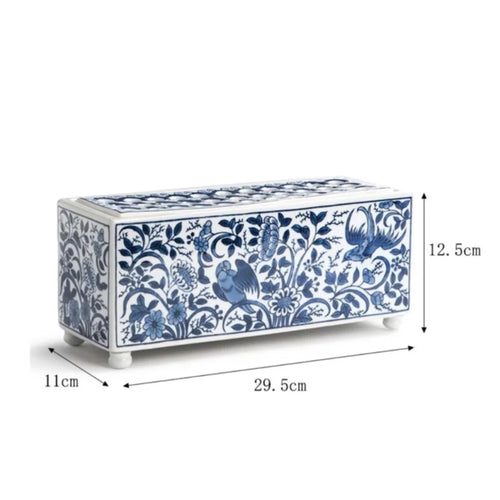 Blue & White Porcelain Flowerpot Rectangular Planter