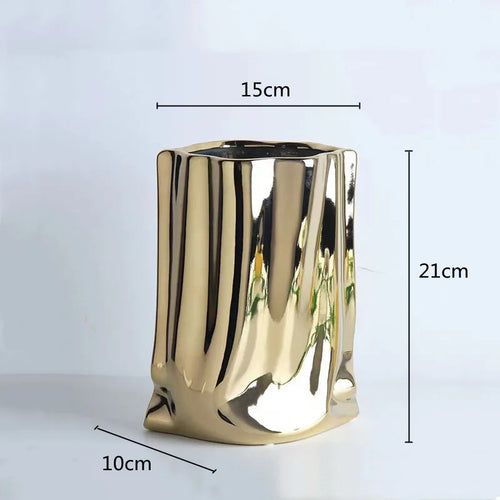 Silver Ruffled Ceramic Porcelain Flower Vase - The Finishing Touch Decor