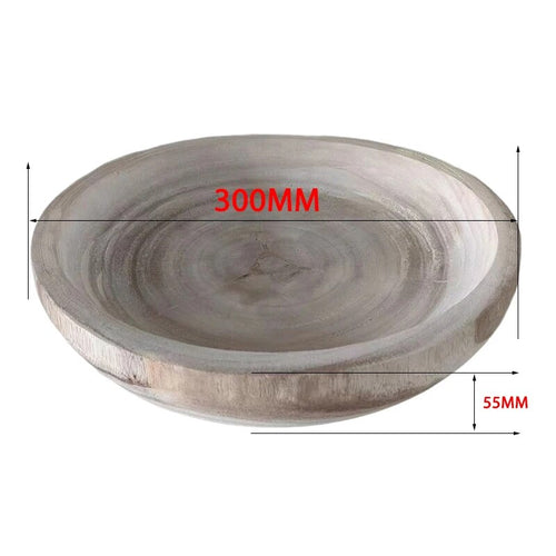 Dark Aged Tung Wood Nordic Large Disc Bowl - The Finishing Touch Decor