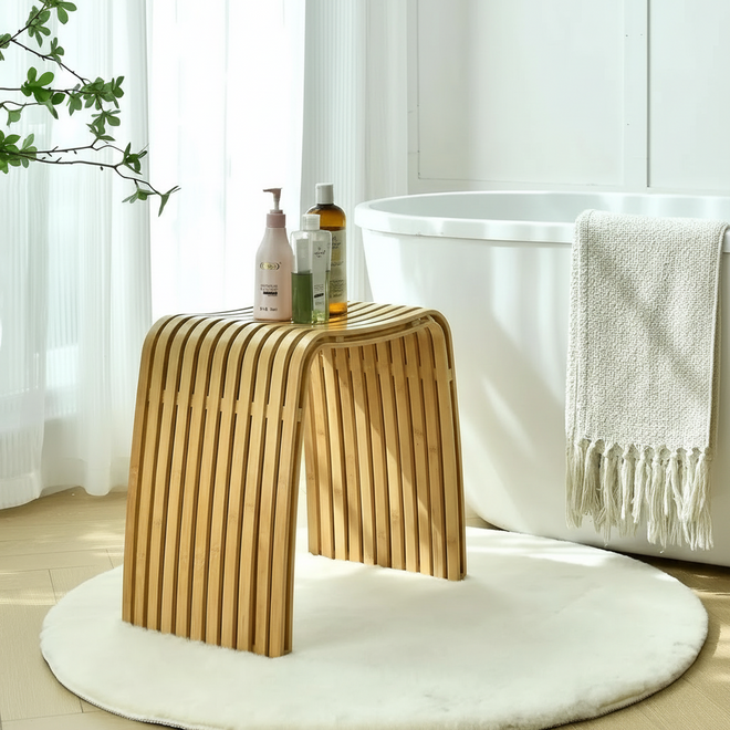 Waterproof Bamboo Accent Table, Stool