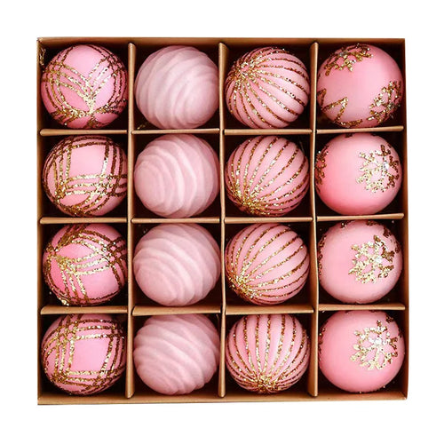 Flocked 6cm Round Christmas Tree Ornaments