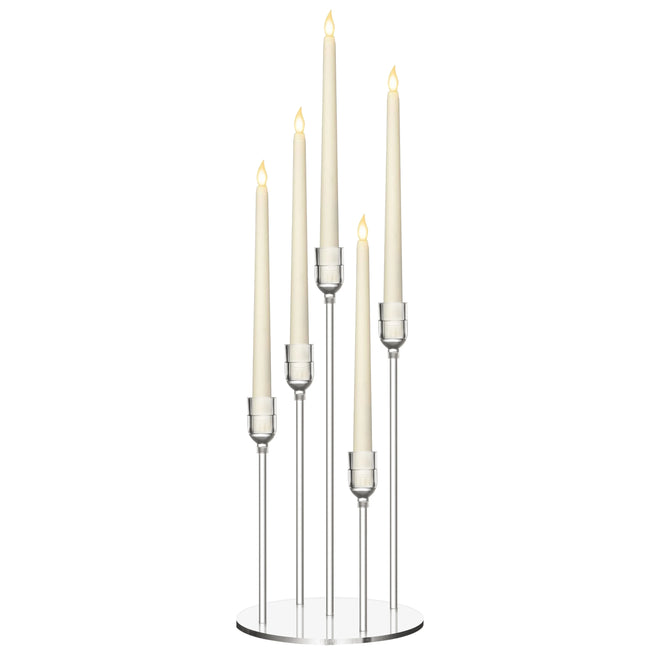 Minimalist Clear Acrylic LED Candelabra Centerpiece