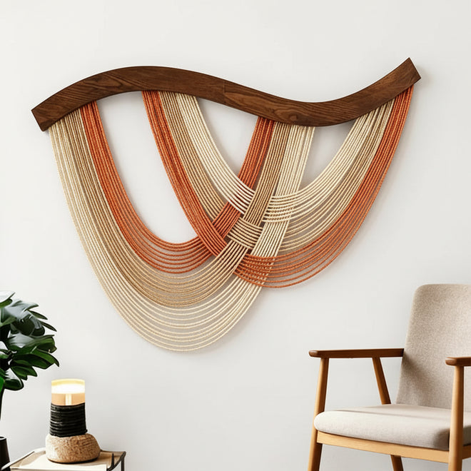 Draped Yarn Macrame Wall Art Hanging