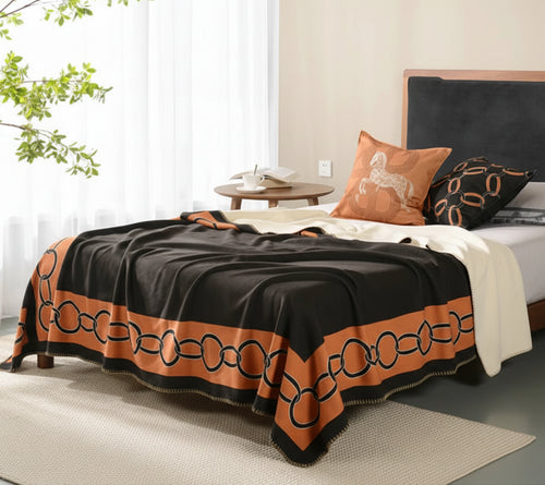 Chain Link Border Elegant Throw Blanket - The Finishing Touch Decor