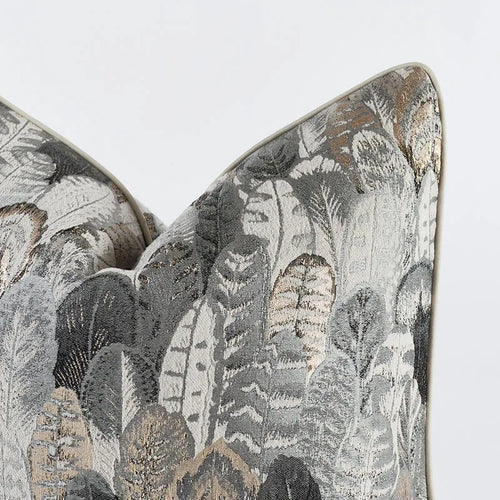 Metallic Accent Bird Feather Jacquard Throw Pillows