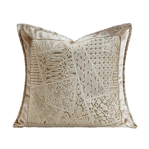Trellis Cut Velvet Fringed Throw Pillow Covers