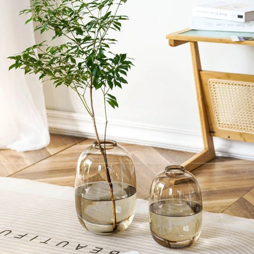Minimalist Clear, Smoke, Brown Glass Rounded Bulb Vases - The Finishing Touch Decor