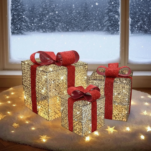 Holiday Present Luminous Box Floor Ornament Set