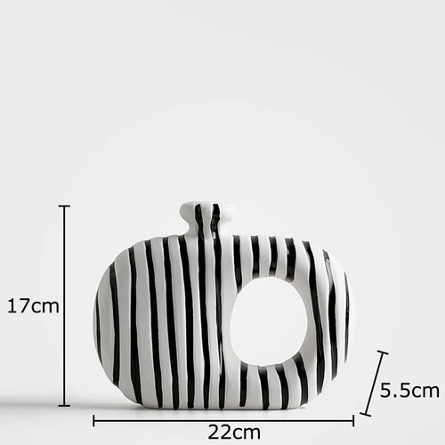 Zebra Stripes Ceramic Vase Artificial Flower Decorative Flowers Pots Desk Decoration Modern Floral Vases Room Aesthetic Decor