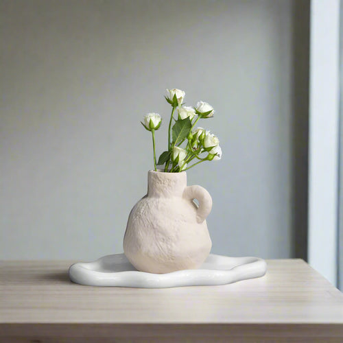 CAPIRON Ceramic Mini Bud Vase Stone Like Small Flower Pot Home Room Interior Decoration Book Shelf Desktop Mantel Decor Gifts