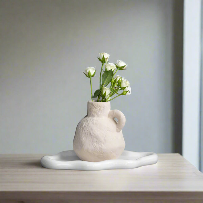 CAPIRON Ceramic Mini Bud Vase Stone Like Small Flower Pot Home Room Interior Decoration Book Shelf Desktop Mantel Decor Gifts