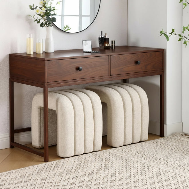 Modern Linen Fleece Ottoman Foot Stool