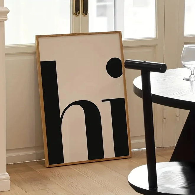 Minimalist Large Type "Hi" Framed Wall Art Print - The Finishing Touch Decor