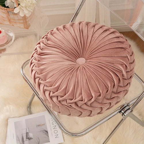 Soft Velvet Tufted Round Throw Pillow