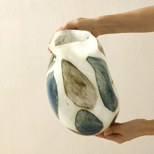 Retro Blue & Green Glass Bubble Vases