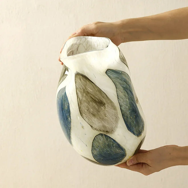 Retro Blue & Green Glass Bubble Vases