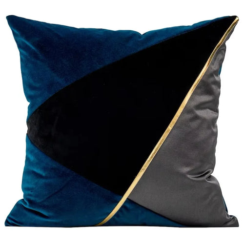 Blue Pillows Geometric Embroidery Cushion Case 45x45 Velvet Decorative Pillow Cover For Sofa Chair Modern Home Decorations
