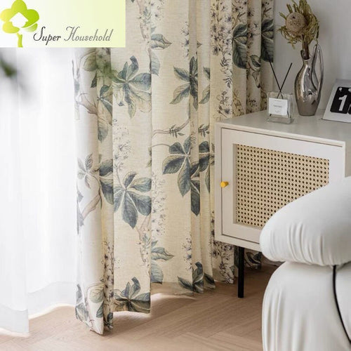Garden Print Blackout Heavy Fabric Cotton Linen Curtains - The Finishing Touch Decor