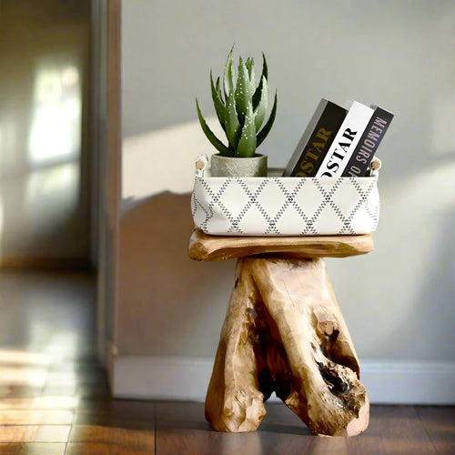 Natural Live Edge Cedar Wood Tree Stump Stool Side Table - The Finishing Touch Decor
