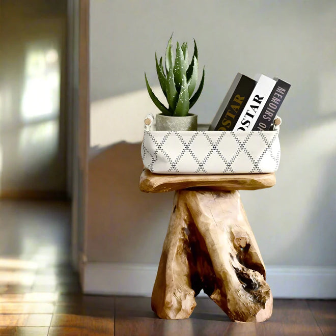 Natural Live Edge Cedar Wood Tree Stump Stool Side Table - The Finishing Touch Decor