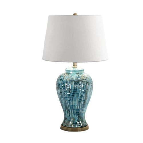 Blue Glaze Honeycomb Ceramic Table Lamp