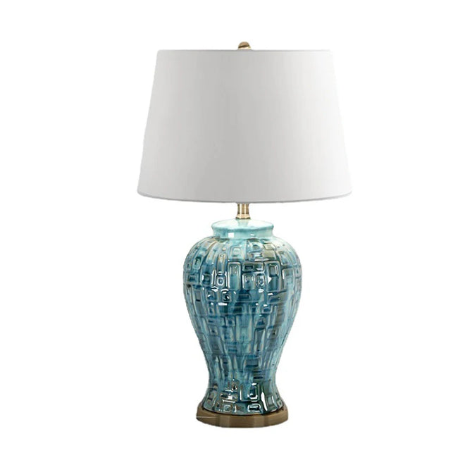 Blue Glaze Honeycomb Ceramic Table Lamp