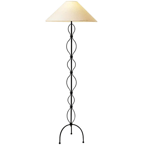 Wabi Sabi Cream Fabric & Iron Spiral Floor Lamp