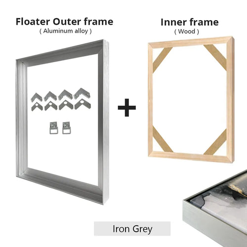 Wall Art Floating Metal and Wood Frame DIY Kit for Canvas Print, Picture, Oil Painting - The Finishing Touch Decor