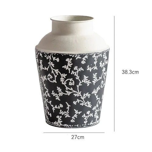 Farmhouse Rustic Etched Iron Floral Pattern Vases - The Finishing Touch Decor