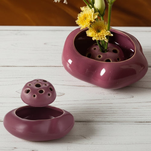 Japandi Lotus ceramic seedpod planter set by The Finishing Touch Decor, featuring modern minimalist design and earthy tones