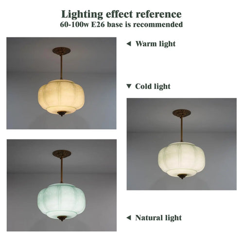 French Retro Glass Pendant Chandelier Lamp