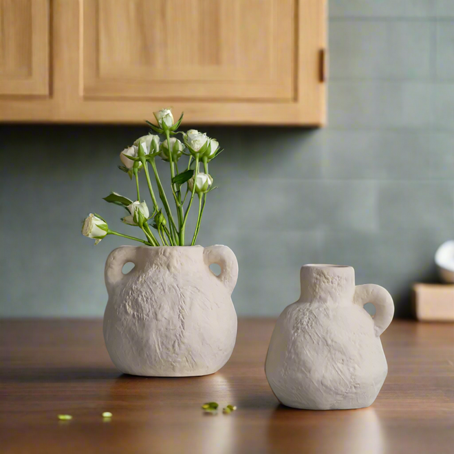 Rustic Stone Texture Ceramic Mini Bud Pitcher Vases