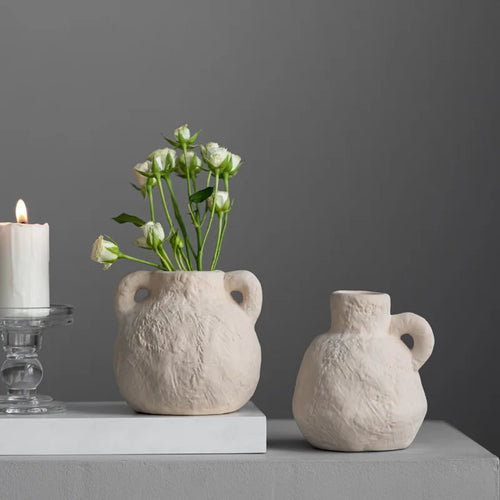 CAPIRON Ceramic Mini Bud Vase Stone Like Small Flower Pot Home Room Interior Decoration Book Shelf Desktop Mantel Decor Gifts