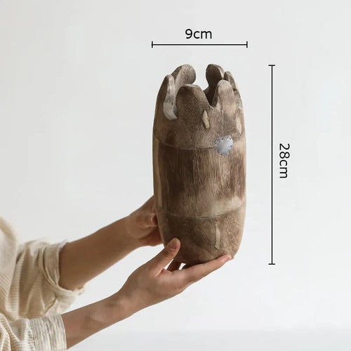 Raw Carved Paulownia Wood Irregular Edge Vase - The Finishing Touch Decor