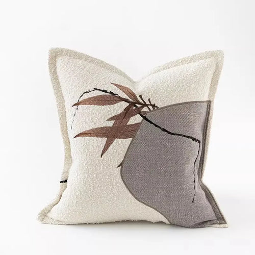 Japandi Asian Style Magnolia Flowers Embroidered Throw Pillow Covers - The Finishing Touch Decor