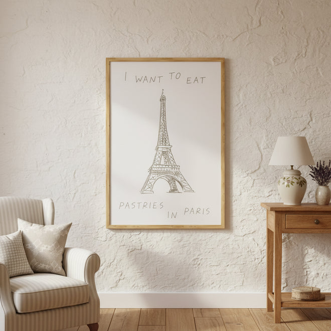 Modern Sketch Eiffel Tower Canvas Wall Art Print