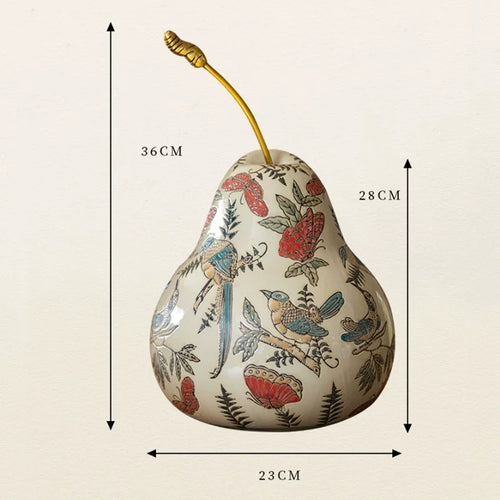 Ceramic Chinese Painted Pear 14" Table Statue